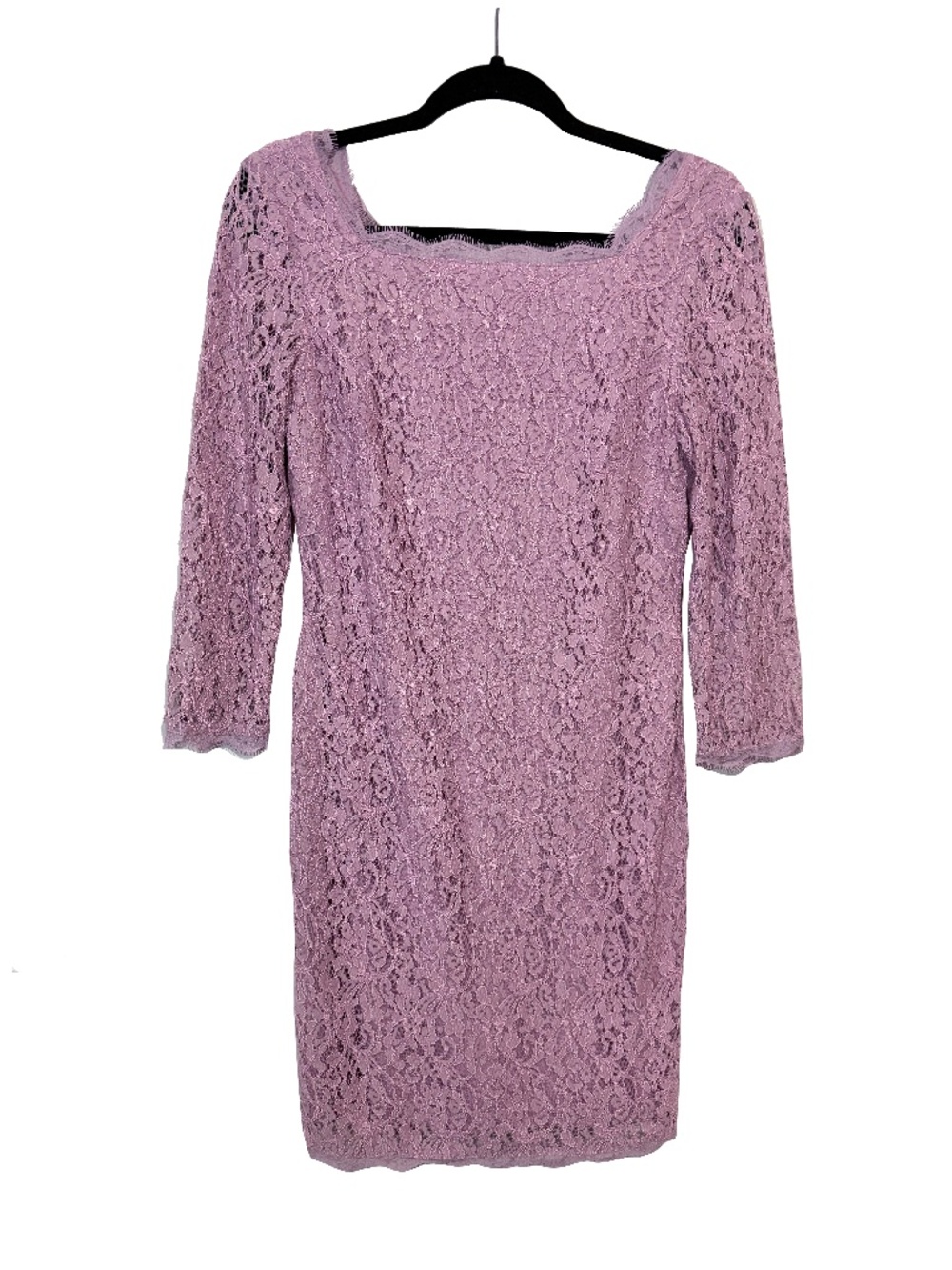 Adrianna Papell Lavender Lace Midi Dress 3/4 Length Sleeves